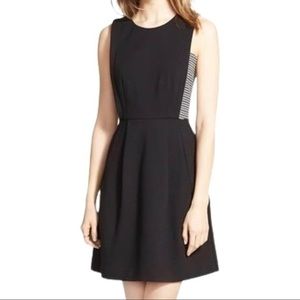 Madewell Women’s Black Striped Abroad Inset Fit Sleeveless Fit And Flare…